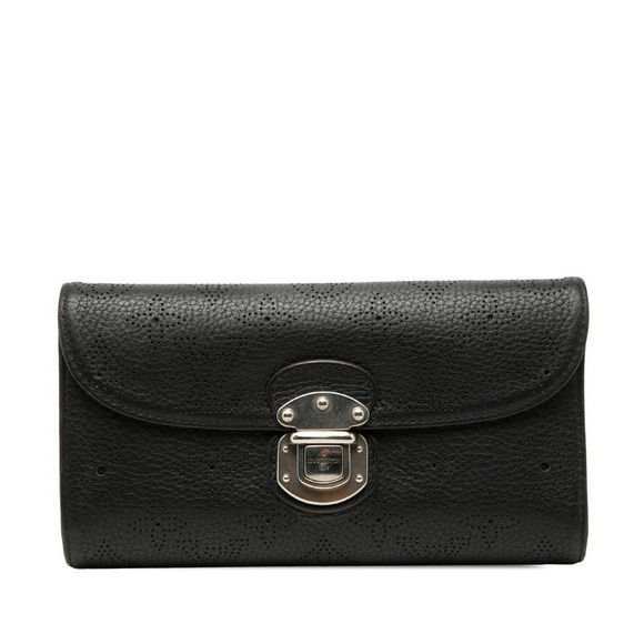 Louis Vuitton Handbags - Louis Vuitton Mahina Portefeuille Amelia Bi fold Long Wallet Black Leather